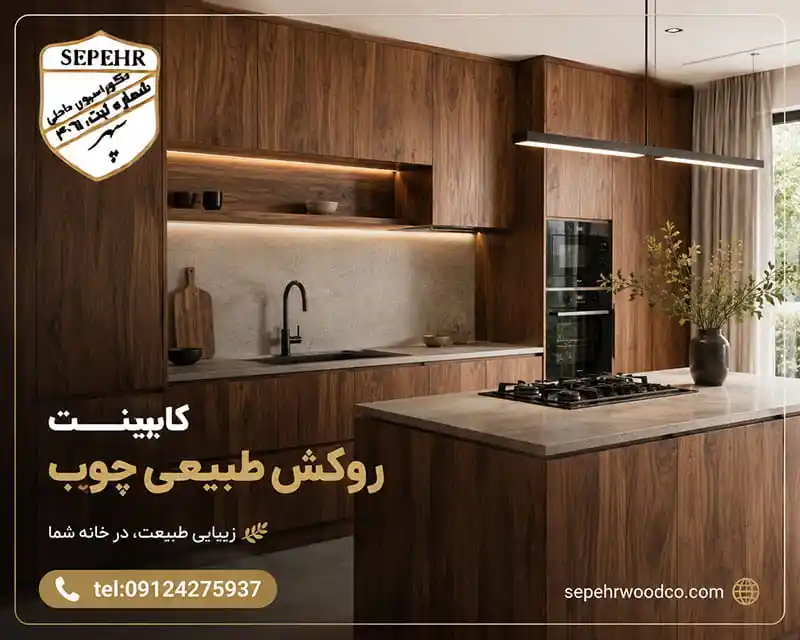 کابینت روکش طبیعی چوب